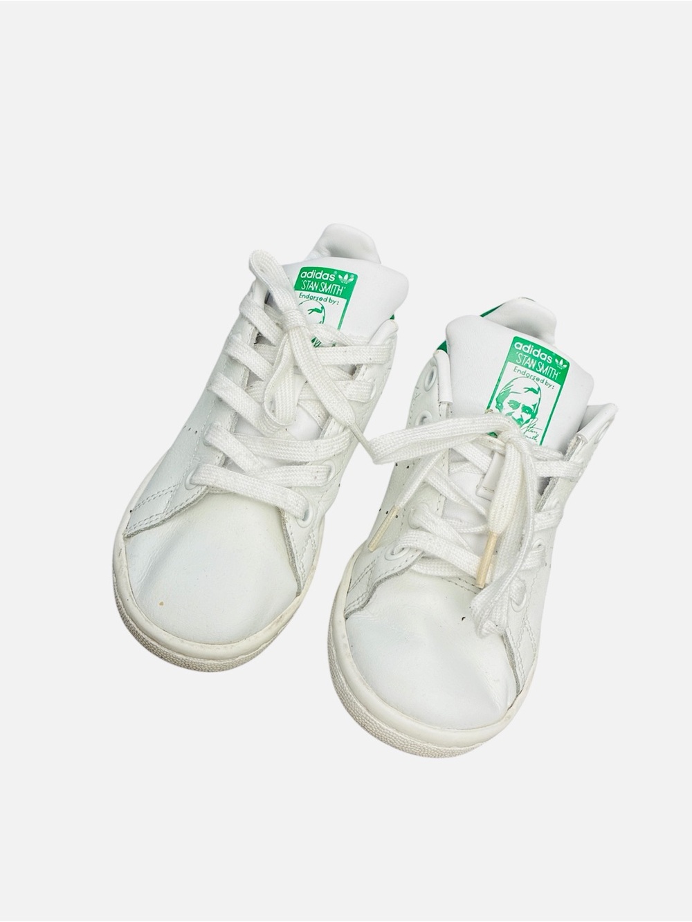 adidas White Sneakers with Green Tongue Logo - Kids